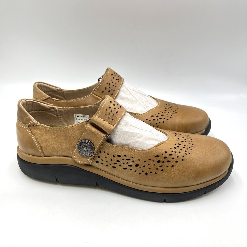 9.5N 9.5 NARROW WIDTH‎ Propet Selena Brown Leather Mary Jane Comfort Flats Shoes